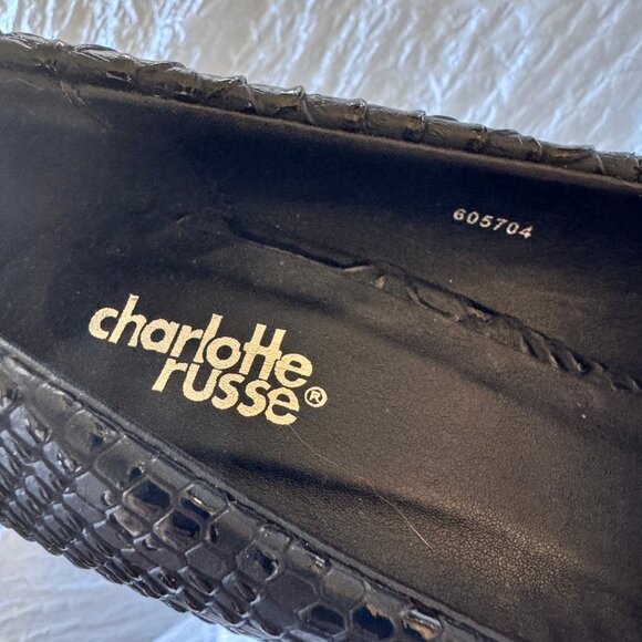 Charlotte Russe  Black Textured Snake Pattern Platform High Heels Peep Toe NWOB - Picture 10 of 14